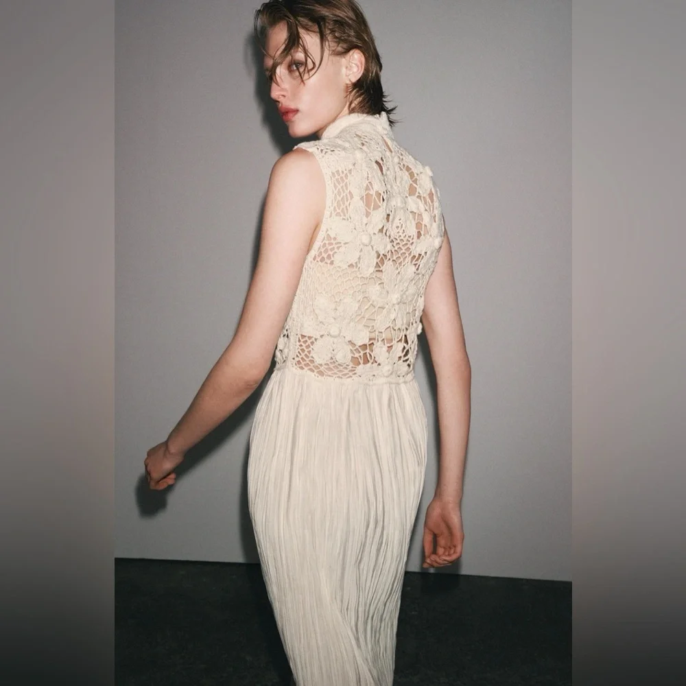 Zara Floral Embroidery Combination Dress - Picture 2 of 11